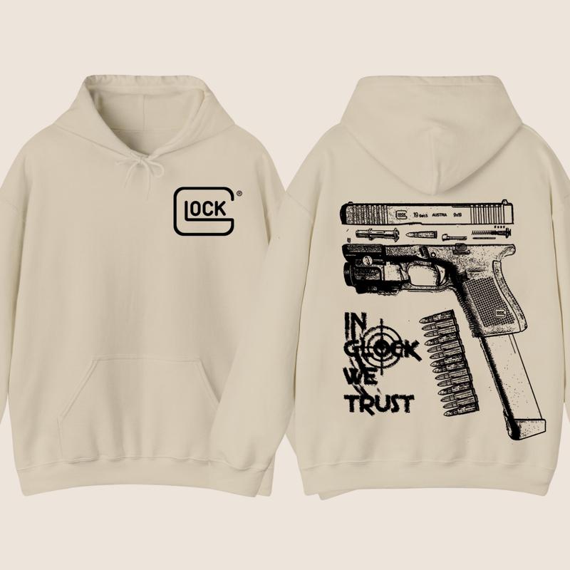 In GLock We Trust Hoodie - Glock Hoodie - Full Color Double Sided  - Men's & Women's Classic Fit Long Sleeve Hoodie - Menswear