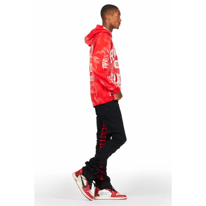 Karlo Red Hoodie Super Stacked Flare Jean Bundle