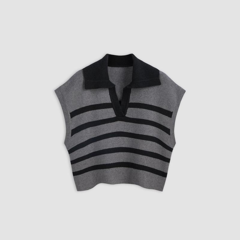 Cider [5 colors, size 2-26]  Knit Striped Polo Vest