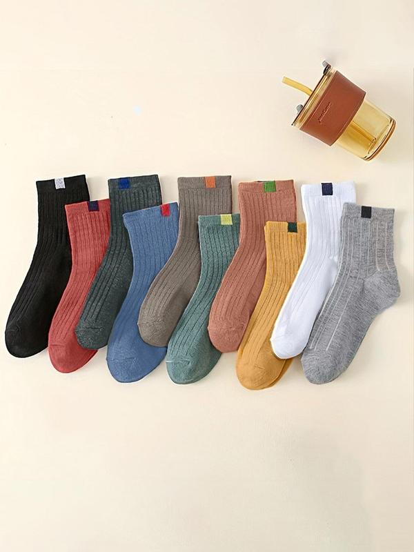 Unisex's 30 Pairs Solid Color Crew Socks, Casual Comfy Breathable Mid-calf Socks for Daily Wear, Unisex's Socks for All Seasons