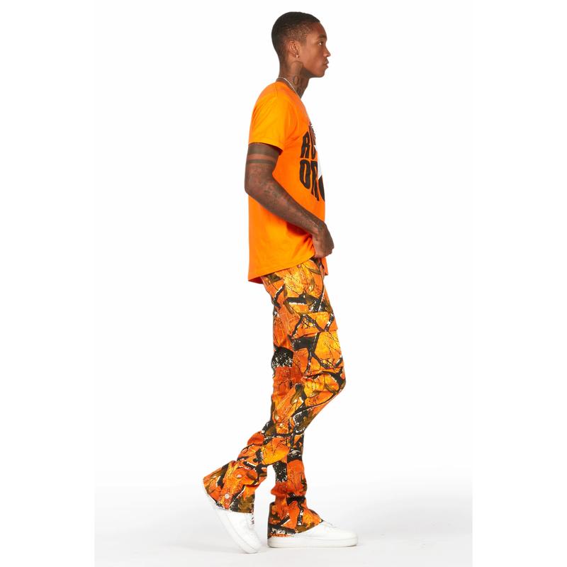 Waage Orange Tree Camo Cargo Stacked Flare Jean