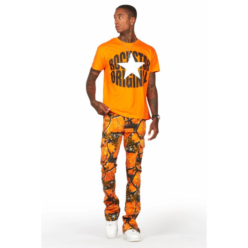 Waage Orange Tree Camo Cargo Stacked Flare Jean