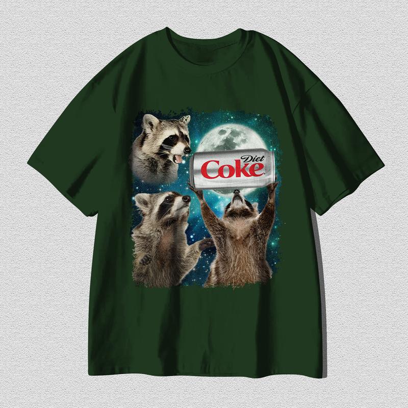 Funny Meme, Three Raccoons Diet Coke Vintage Graphic Tshirt, Retro Moon Tshirt, Raccoon Lovers, Funny Raccon Tee, Oversized Washed, Raccoon Gifts