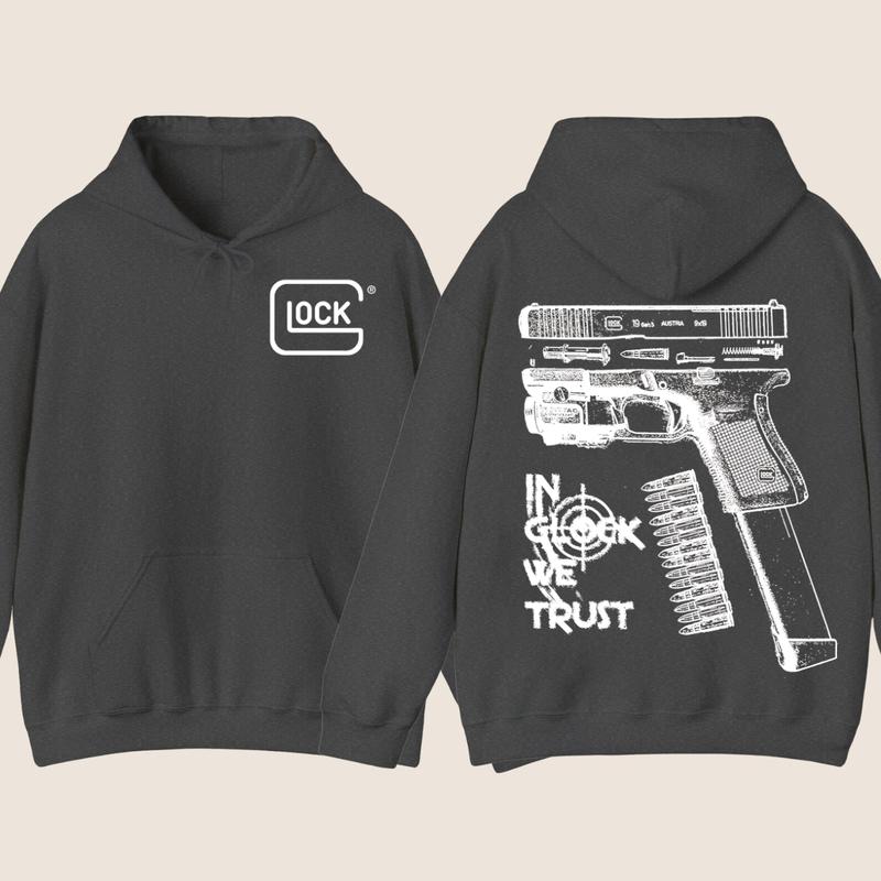 In GLock We Trust Hoodie - Glock Hoodie - Full Color Double Sided  - Men's & Women's Classic Fit Long Sleeve Hoodie - Menswear