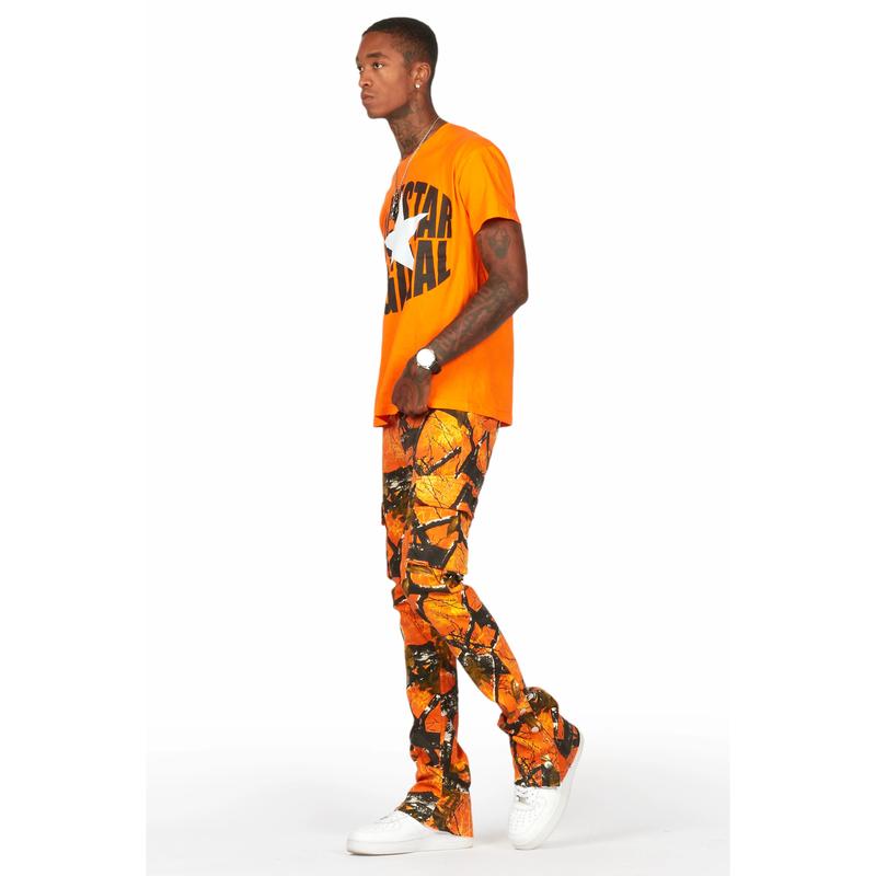 Waage Orange Tree Camo Cargo Stacked Flare Jean