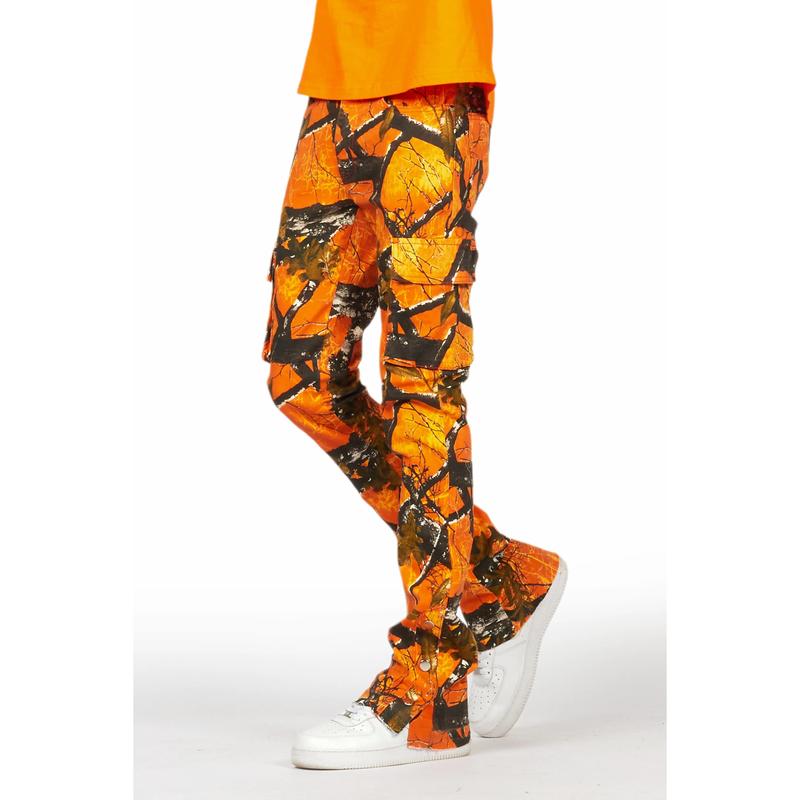 Waage Orange Tree Camo Cargo Stacked Flare Jean