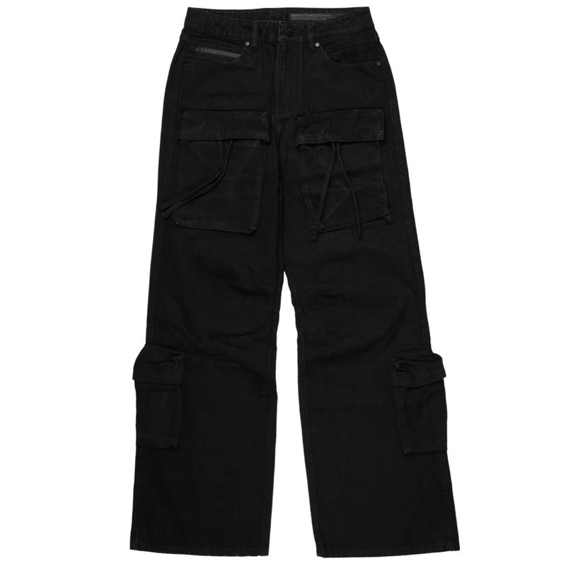 Cazer Black Baggy Fit Cargo Jean