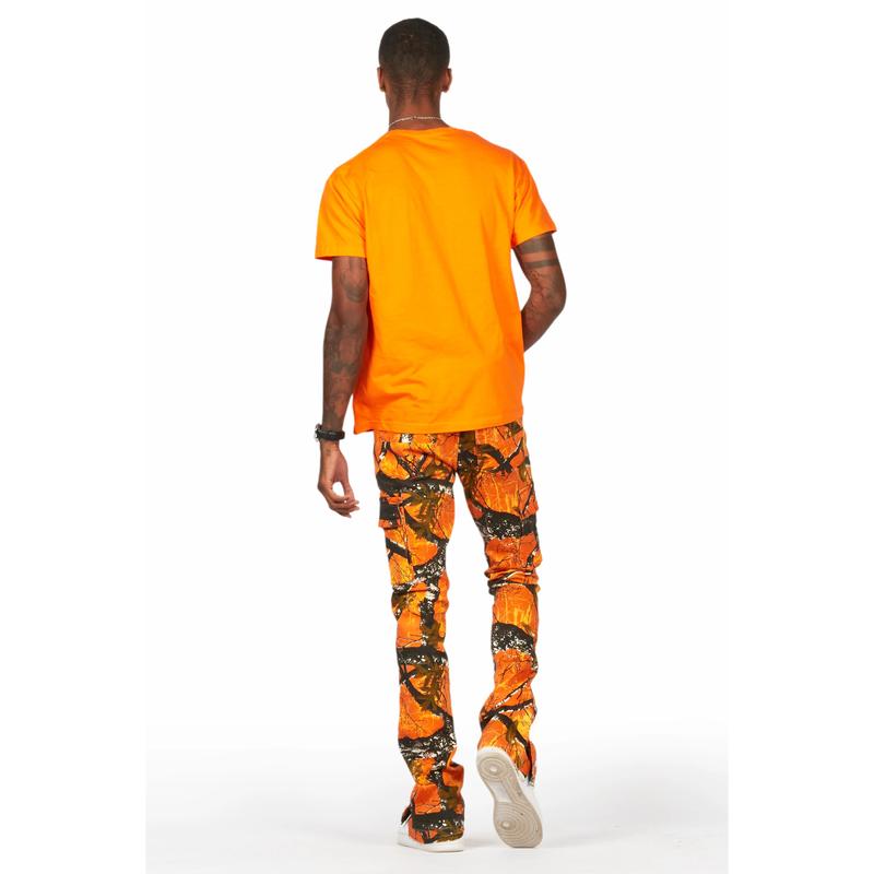 Waage Orange Tree Camo Cargo Stacked Flare Jean