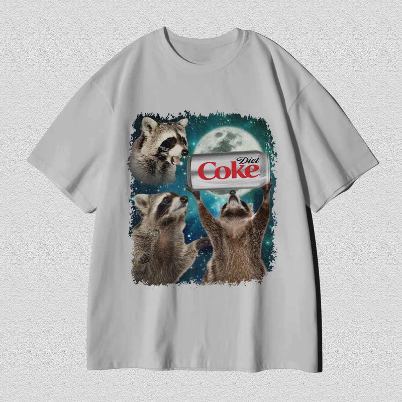 Funny Meme, Three Raccoons Diet Coke Vintage Graphic Tshirt, Retro Moon Tshirt, Raccoon Lovers, Funny Raccon Tee, Oversized Washed, Raccoon Gifts