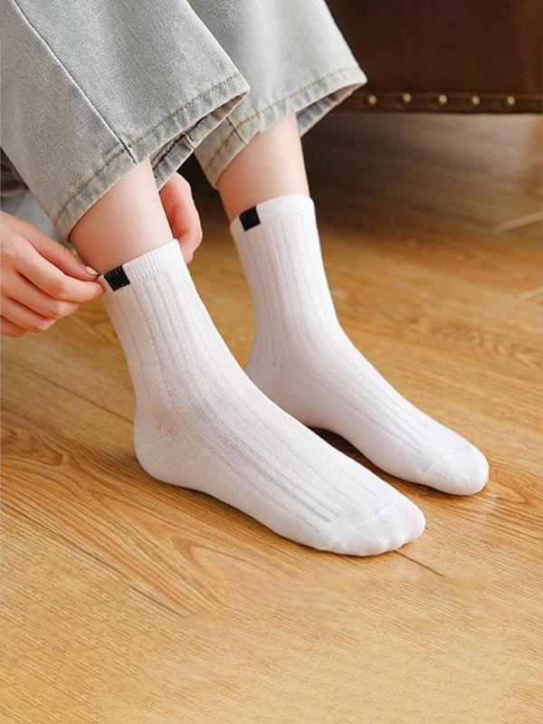 Unisex's 30 Pairs Solid Color Crew Socks, Casual Comfy Breathable Mid-calf Socks for Daily Wear, Unisex's Socks for All Seasons