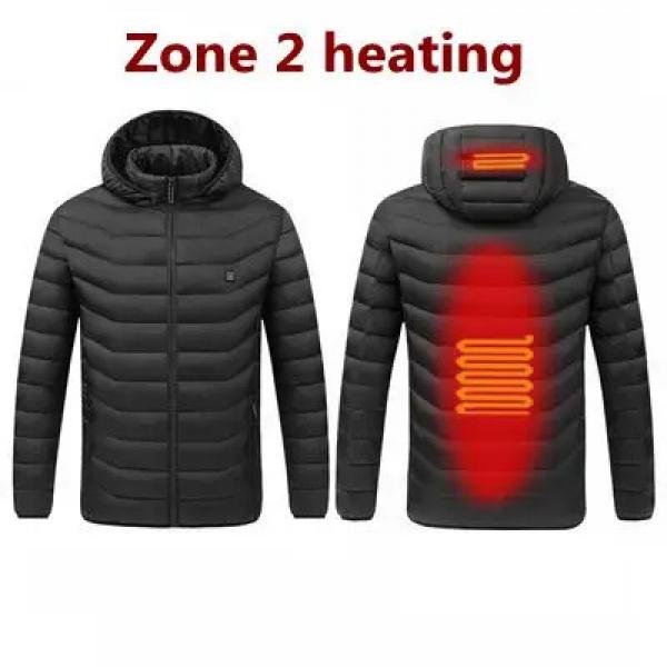 2021 NWE Men Winter Warm USB Heating Jackets Smart Thermostat Pure Color Hooded Heated Clothing Waterproof Warm Jackets