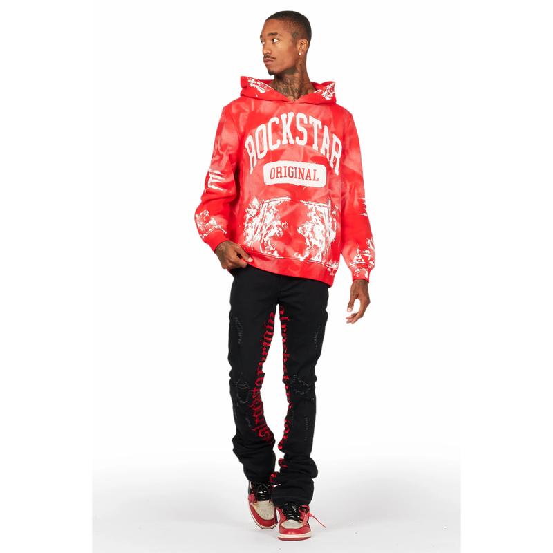 Karlo Red Hoodie Super Stacked Flare Jean Bundle