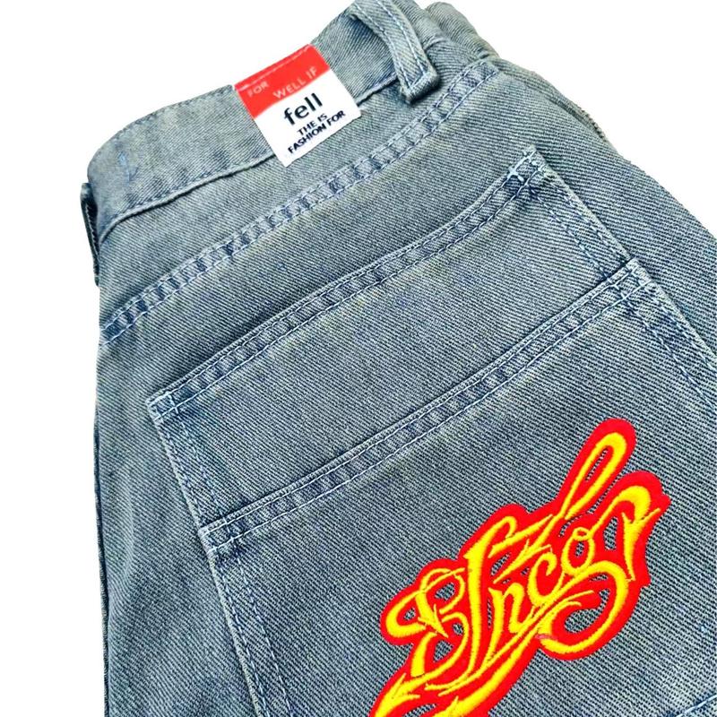 black friday 2024 JNCO retro loose trend fashion jeans high quality men and women trousers hip hop street bottoms embroidery loose pants gift Denim