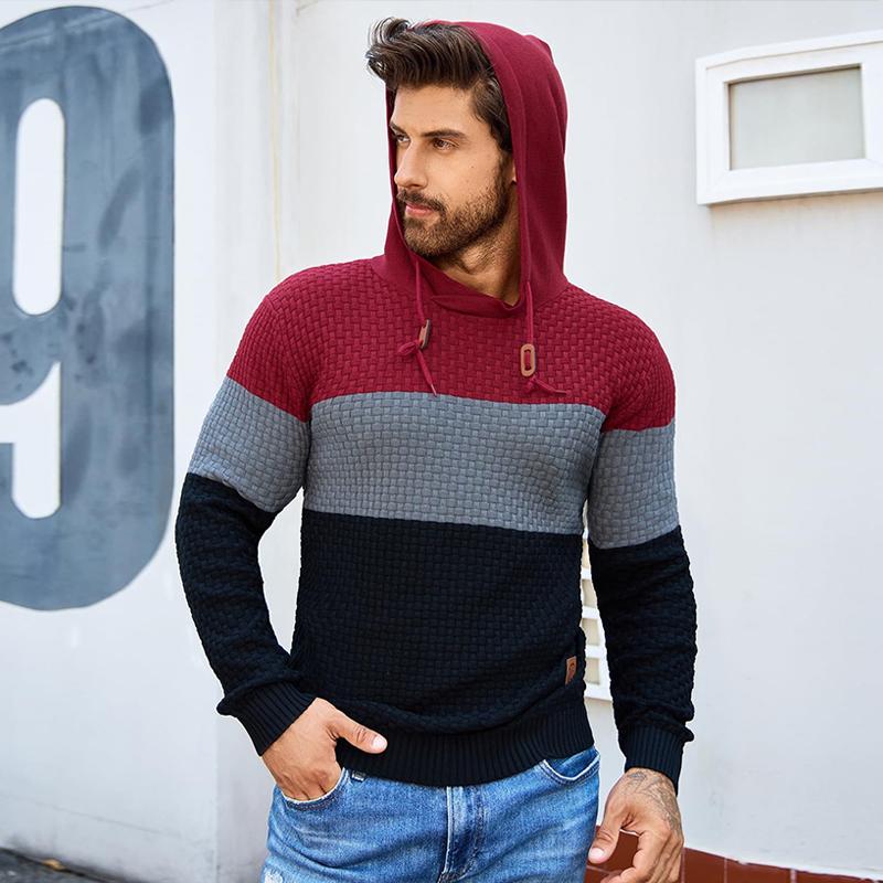 Zaitun Mens Hooded Sweatshirt Tricolor Long Sleeve Solid Knitted Hoodie Pullover Sweater knit sweater Casual Fabric Knitwear Menswear Tops Classic