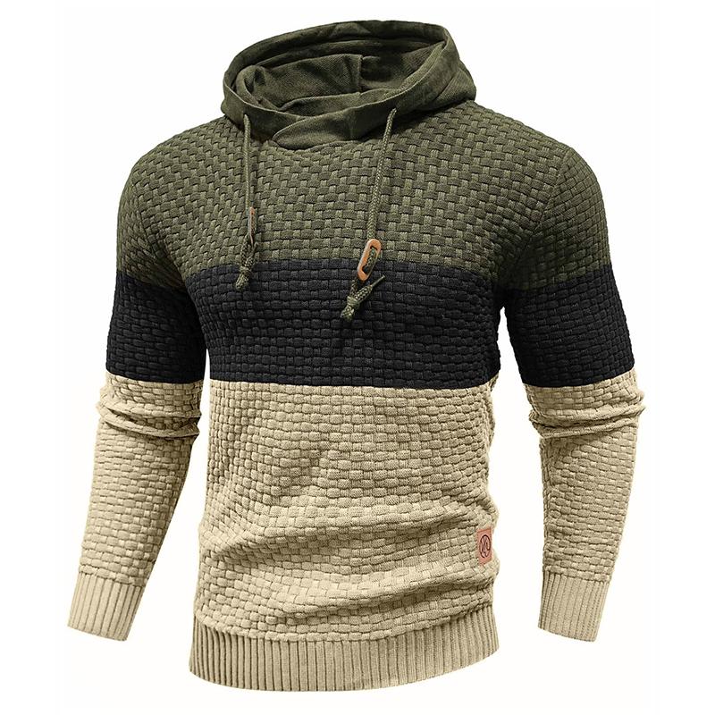 Zaitun Mens Hooded Sweatshirt Tricolor Long Sleeve Solid Knitted Hoodie Pullover Sweater knit sweater Casual Fabric Knitwear Menswear Tops Classic