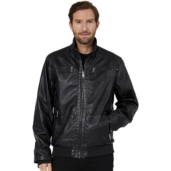 Men's Faux Leather Jacket with Removable Hood Motorcycle Jacket Casual Warm Winter Coat Menswear Tops Menswear Tops leather jacket