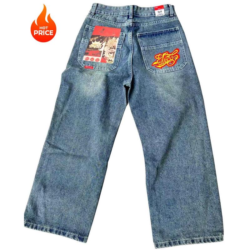 black friday 2024 JNCO retro loose trend fashion jeans high quality men and women trousers hip hop street bottoms embroidery loose pants gift Denim