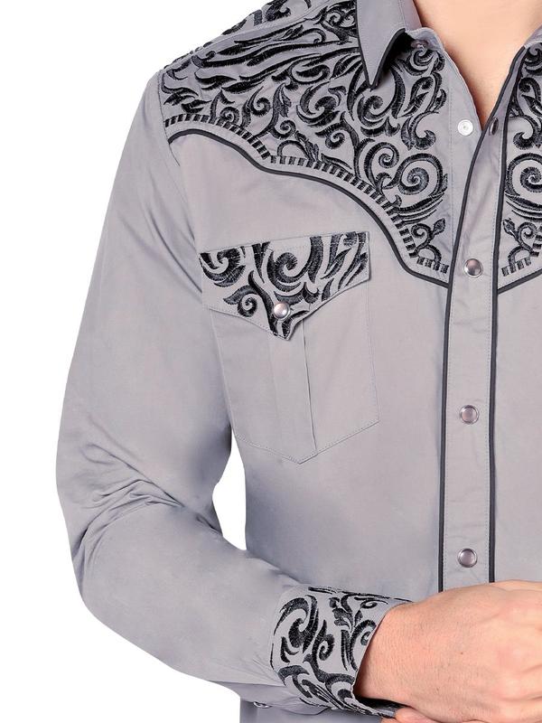 Camisa Vaquera Bordada Para Caballero LAMASINI Estilo LM-2205