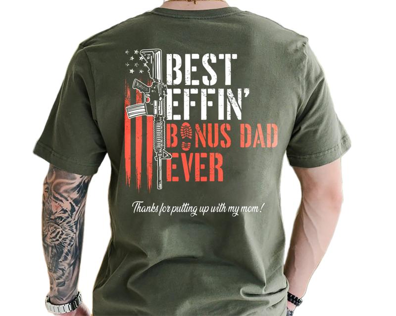 Effin’ Bonus Dad Ever Thanks For Putting Up With My Mom Vintage Tshirt, Bonus Dad Shirt, Gift For Father's Day, Stepdad Shirt, Classic Unisex T-Shirt, Gifts For Bonus Dad, Short Sleeve Tee Shirt