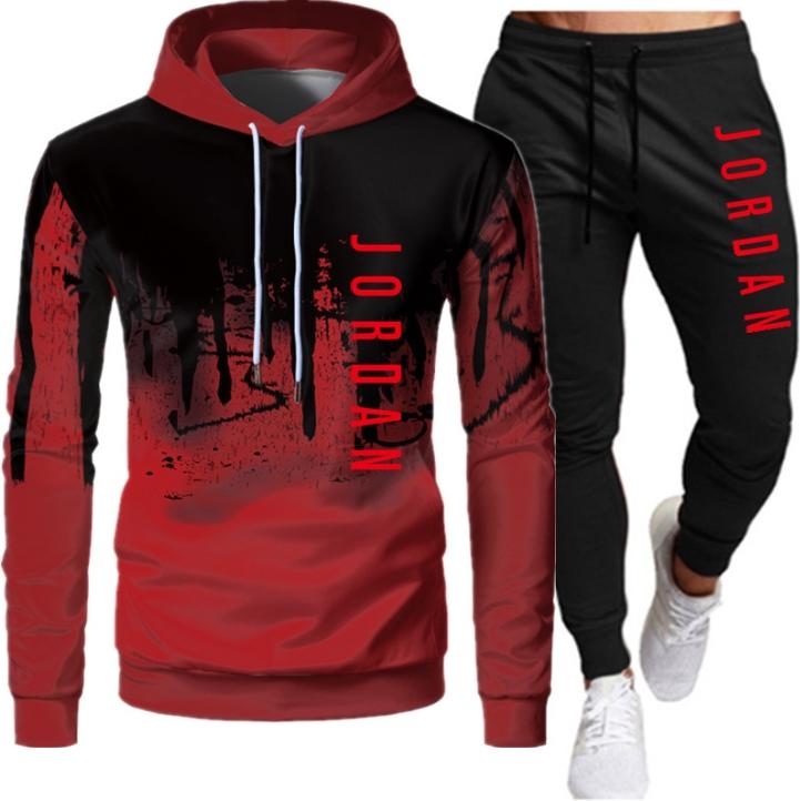 New digital printed men's hooded sports suit Easily enjoy the fun of sports