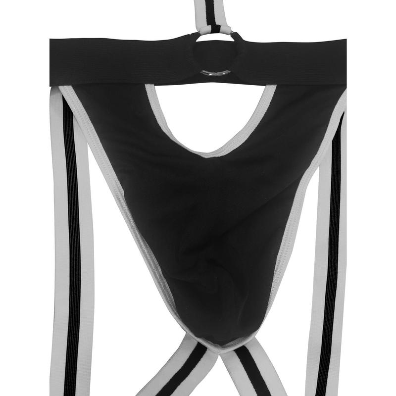 One Size Men's Sexy Bodysuit, Double G-String with Bow Detail and Wide Elastic Band