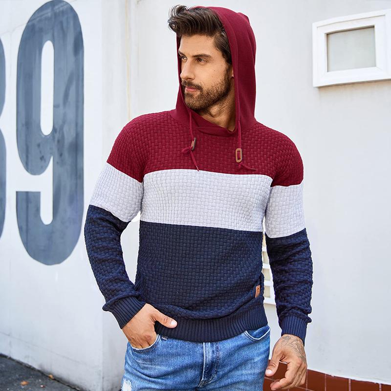 Zaitun Mens Hooded Sweatshirt Tricolor Long Sleeve Solid Knitted Hoodie Pullover Sweater knit sweater Casual Fabric Knitwear Menswear Tops Classic