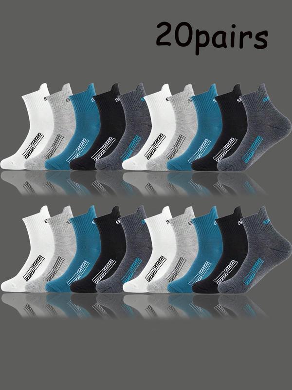 Men's  Letter & Graphic Print Crew Socks, Casual Comfy Breathable Socks for Daily Wear, Menswear for All Seasons