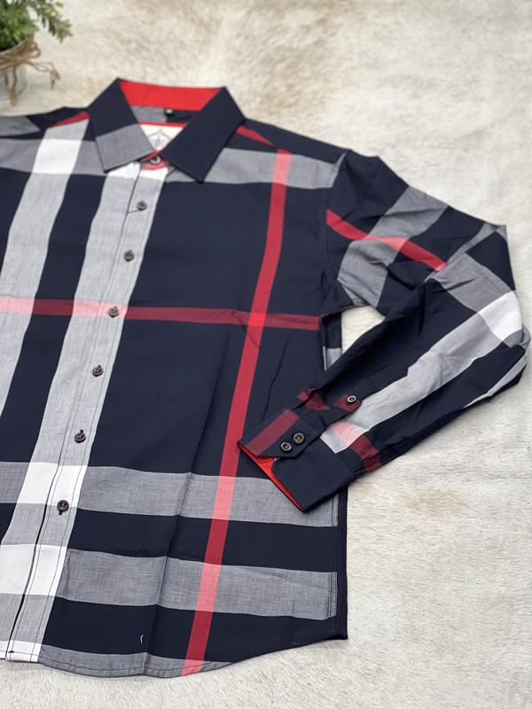 Long Sleeve Checkers Navy + white