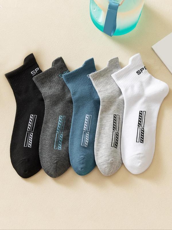 Men's  Letter & Graphic Print Crew Socks, Casual Comfy Breathable Socks for Daily Wear, Menswear for All Seasons