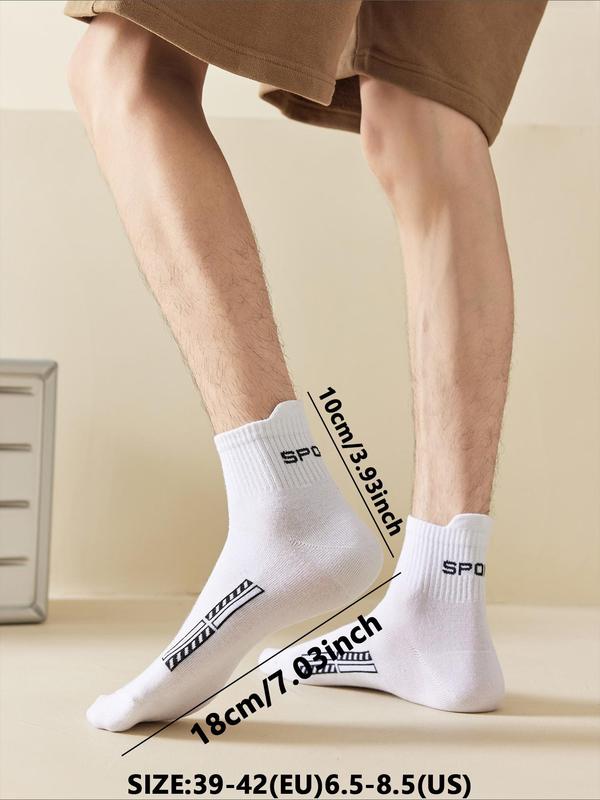 Men's  Letter & Graphic Print Crew Socks, Casual Comfy Breathable Socks for Daily Wear, Menswear for All Seasons