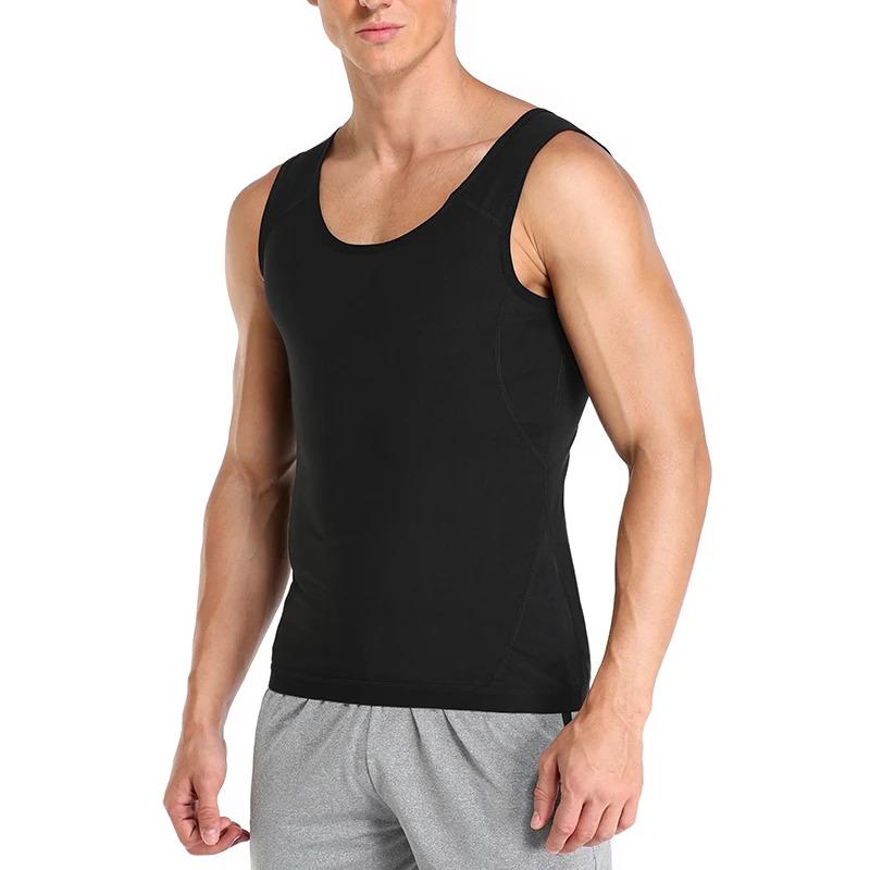 Men Sauna Sweat Vest Hot Polymer Corset Compression Waist Trainer Vest Workout Tank Tops Zipper Weight Loss Body Shaper Shirt