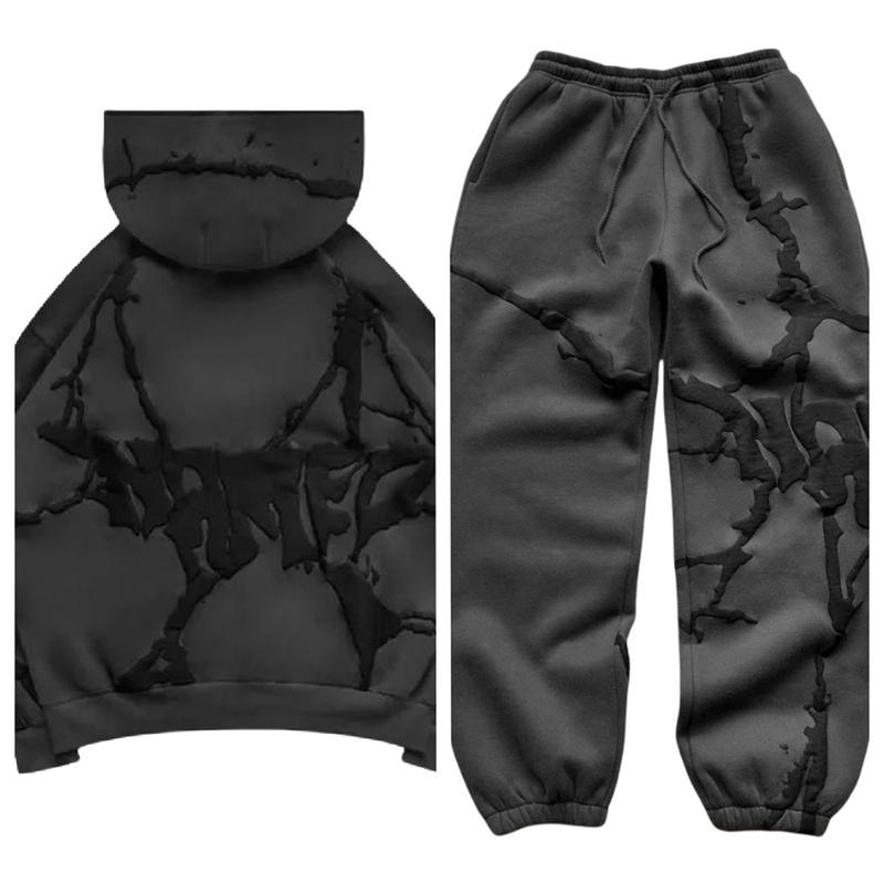 New Men's Hoodie Set 2 PC Sweatshirt Pants Hip Hop Named Streetwear Zip