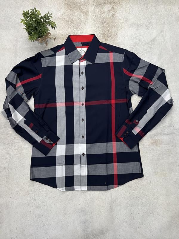 Long Sleeve Checkers Navy + white