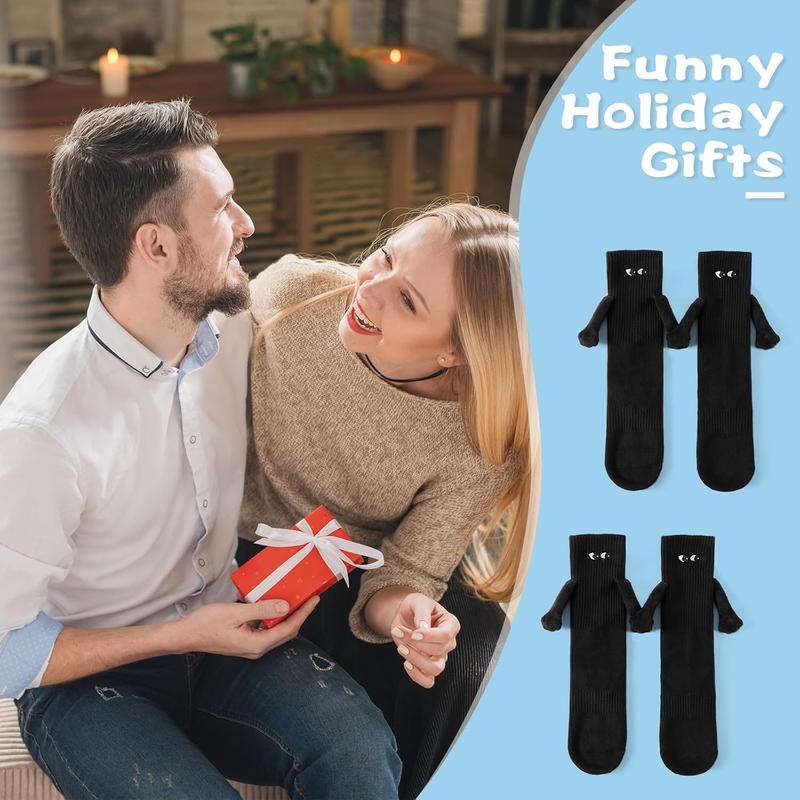 Holiday gifts, party favors,2 Pairs Holding Hands Socks Magnetic Funny Socks Gift for Couple Lover Mom Dad Kids Coworkers Besties Buddies[2 Pairs]