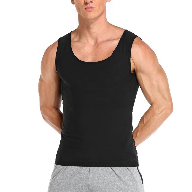 Men Sauna Sweat Vest Hot Polymer Corset Compression Waist Trainer Vest Workout Tank Tops Zipper Weight Loss Body Shaper Shirt