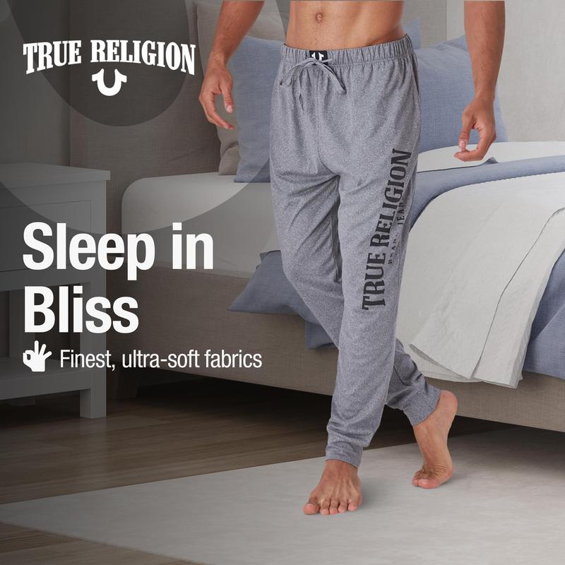 True Religion Mens Jogger Pajama Pants, Lightweight Lounge Casual Sleep Pants for Men