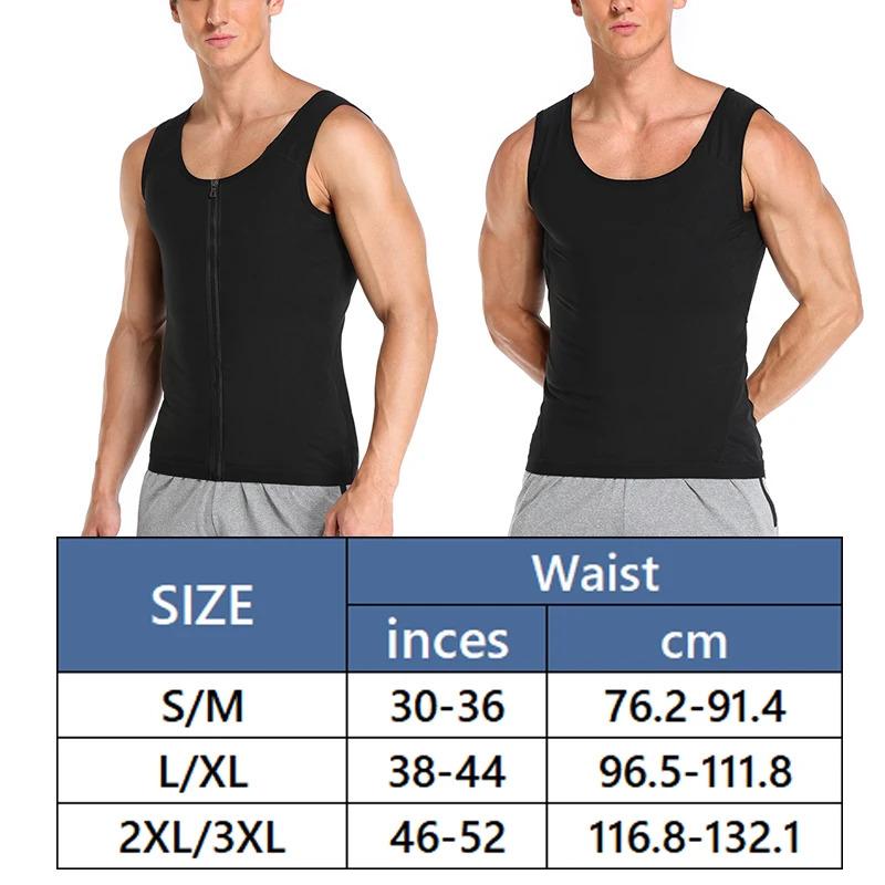 Men Sauna Sweat Vest Hot Polymer Corset Compression Waist Trainer Vest Workout Tank Tops Zipper Weight Loss Body Shaper Shirt