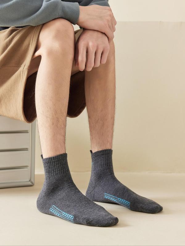 Men's  Letter & Graphic Print Crew Socks, Casual Comfy Breathable Socks for Daily Wear, Menswear for All Seasons