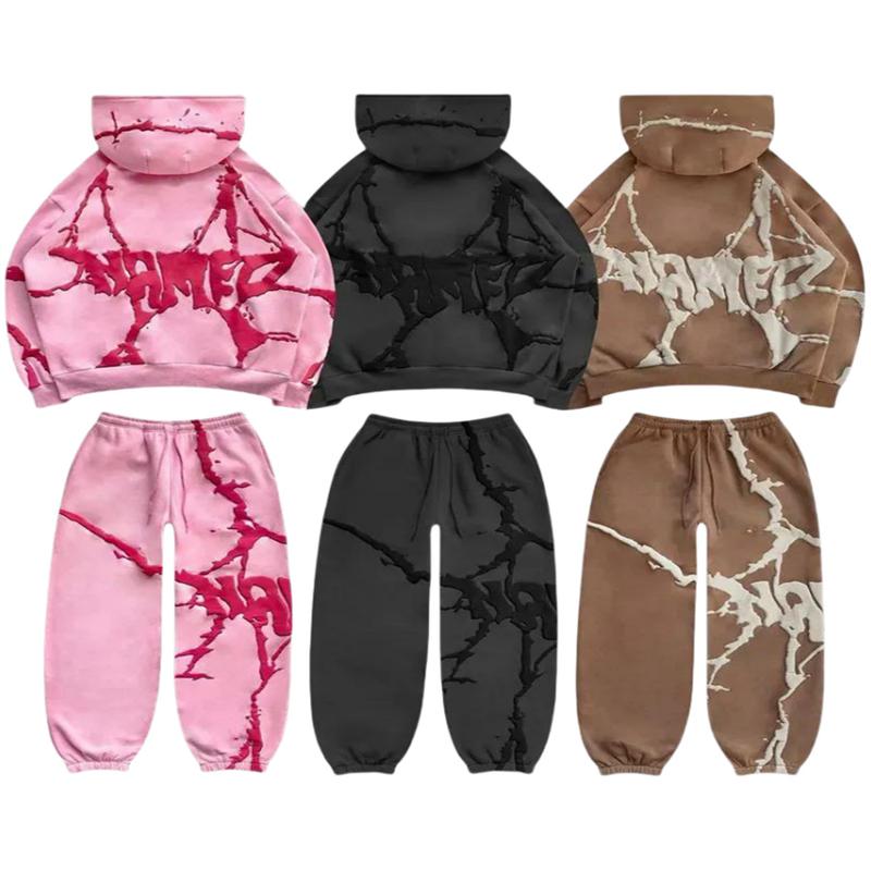 New Men's Hoodie Set 2 PC Sweatshirt Pants Hip Hop Named Streetwear Zip