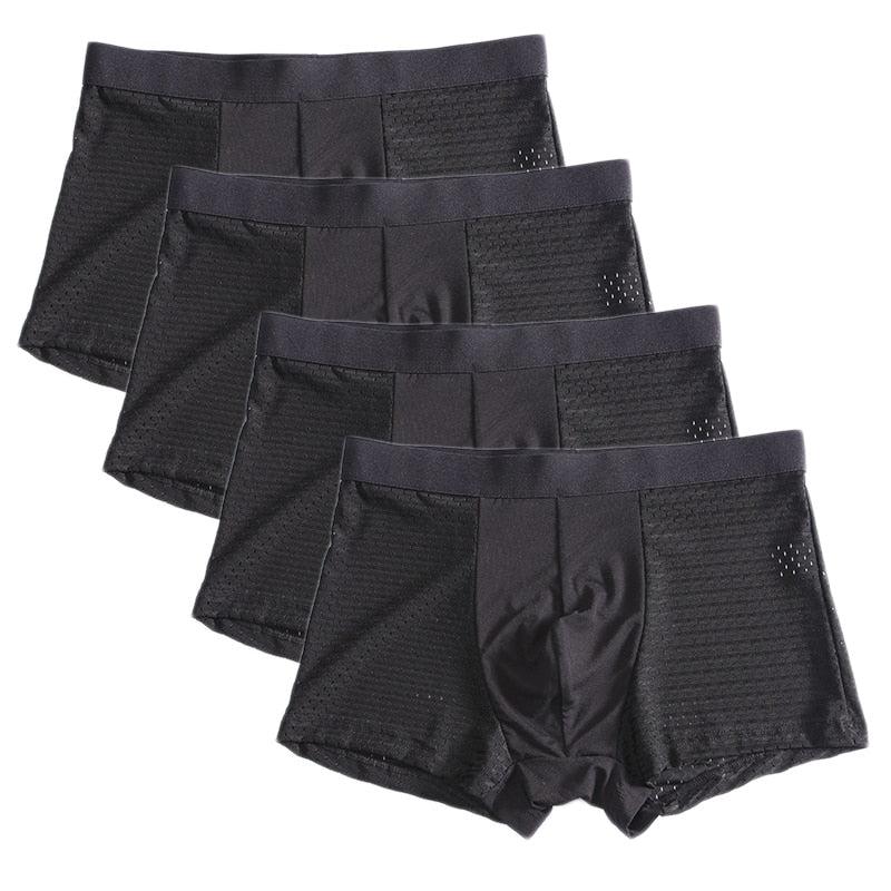 8XL Plus Banboo Fiber Men Underwear Male boxer  Solid Panties Shorts Men's  Underpants Breathable Intimate Man boxers 4pcs