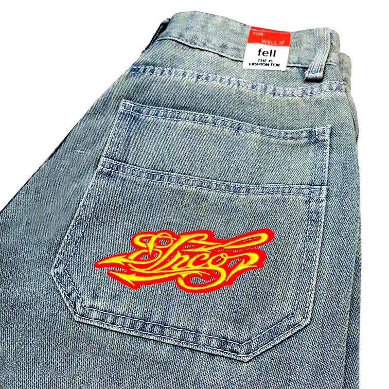 black friday 2024 JNCO retro loose trend fashion jeans high quality men and women trousers hip hop street bottoms embroidery loose pants gift Denim