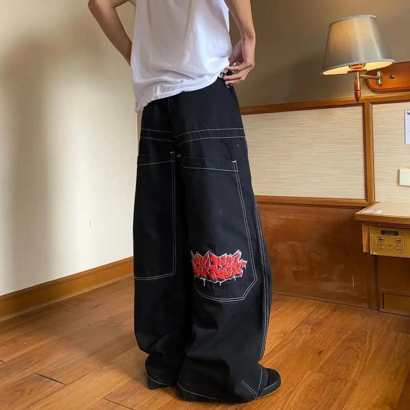 Workwear JNCO Embroidered Jeans Men's Hiphop Hip Hop Retro Loose Wide-Leg Pants