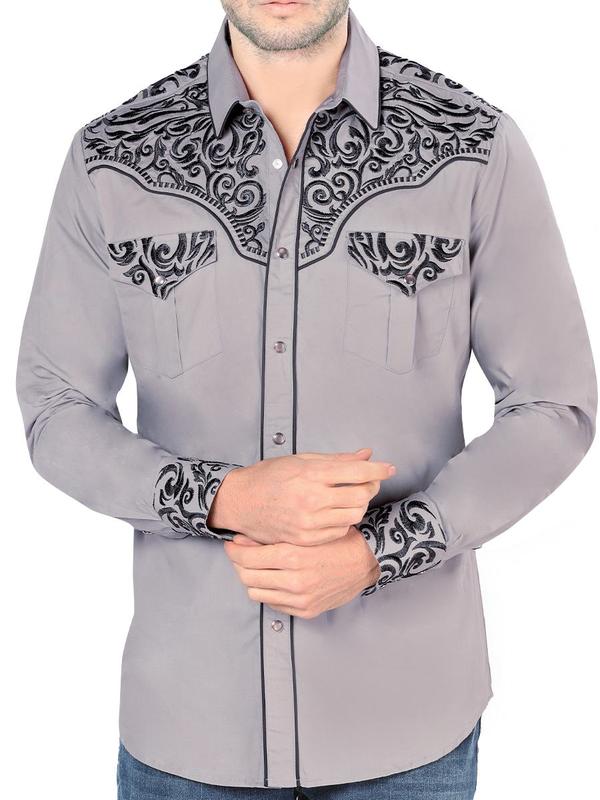 Camisa Vaquera Bordada Para Caballero LAMASINI Estilo LM-2205