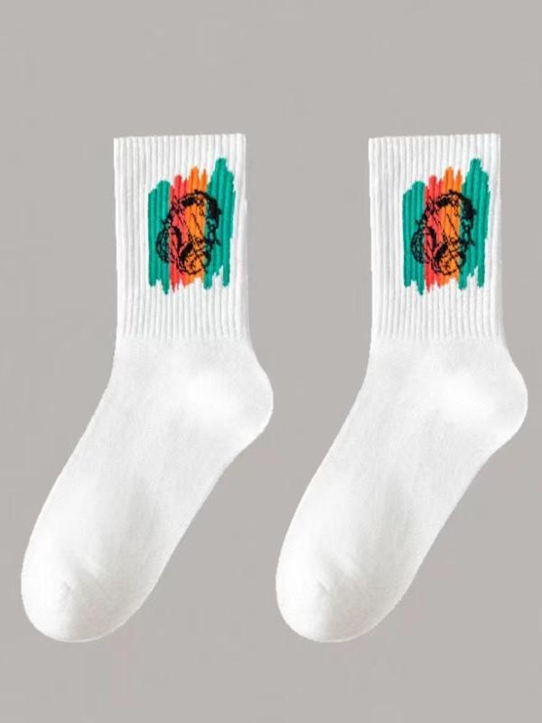 Unisex's Pop Art Print Crew Socks, Casual Comfy Breathable Mid-calf Socks for Daily Wear, Unisex's Socks for All Seasons