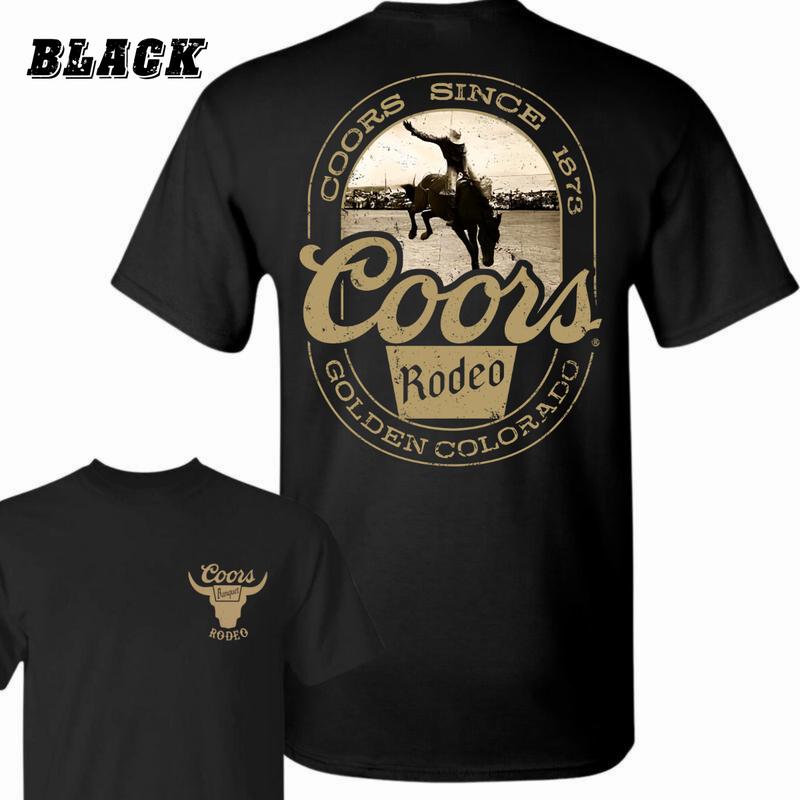 Coors Rodeo T-shirt - Vintage Rodeo Design With Bull Rider - Unisex Black Tee , Perfect For Beer Lovers And Rodeo Fans , Comfortable And Stylish , Great For Everyday Wear Menswear Top Crewneck Underwear