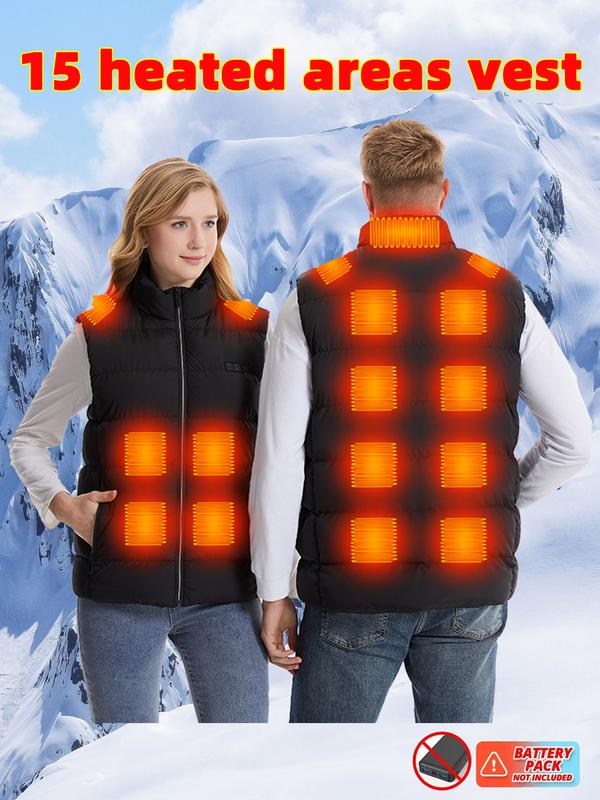 HEATENERGY men's and women's dual touch LED heating vest with 15 hot zones and battery pack - top, men's clothing Intelligent electric vest heating suit with constant temperature and full body heating vest Menswear Gilet