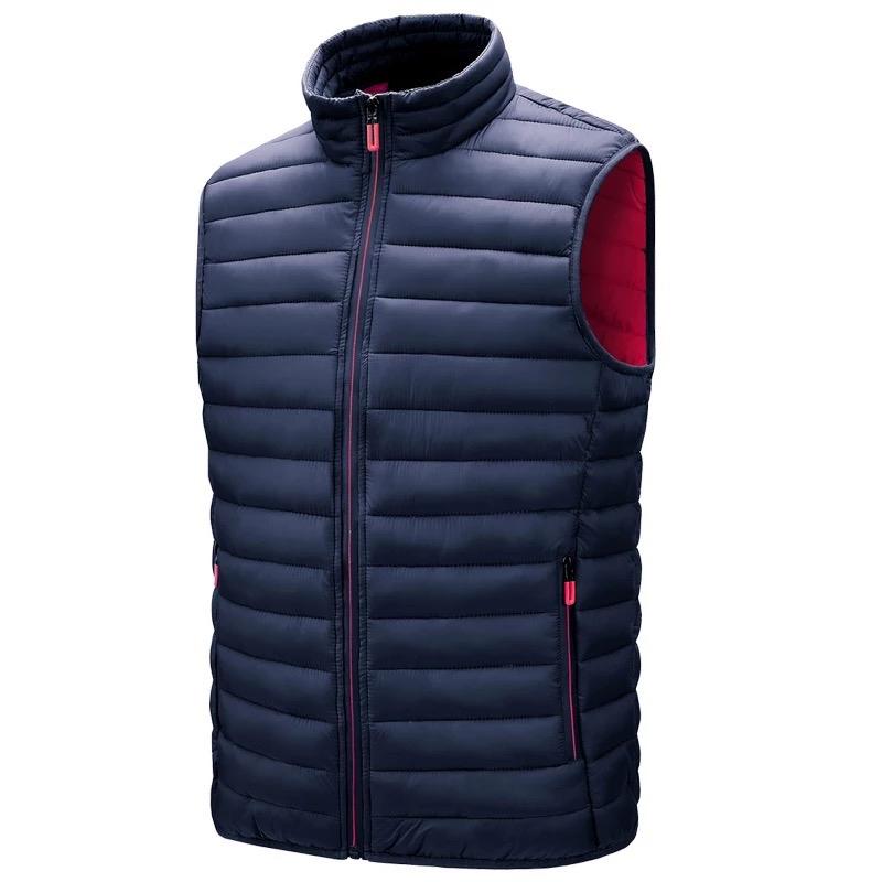 Men's spring jacket vest good quality Casual Slim-fitting Casual Cotton Fabric Zipper Collar Nylon Menswear Navy Pockets Puffer Collared Imitation Activewear Sleeveless  Polyester