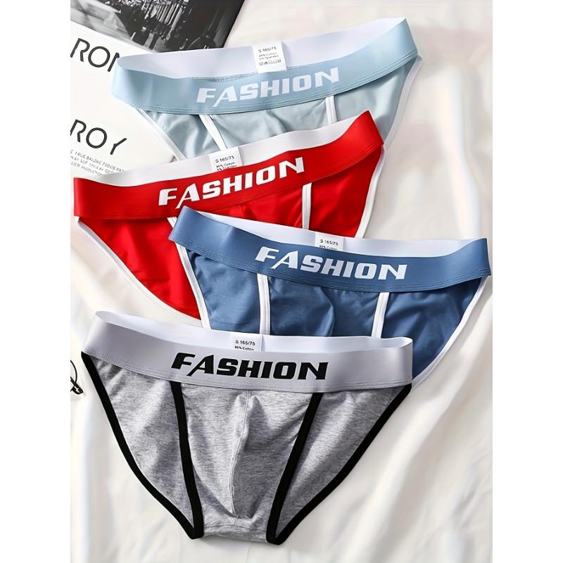 4pcs Men's 95% Cotton Briefs, Sexy Thin Breathable Comfortable Slim Personality U Convex Underwear For Men