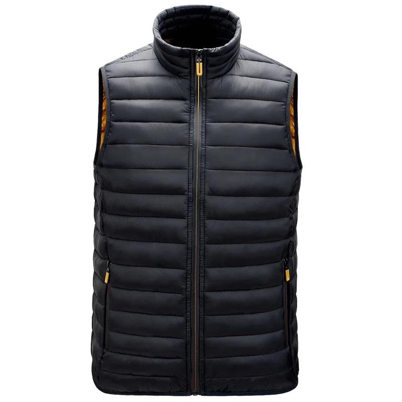 Men's spring jacket vest good quality Casual Slim-fitting Casual Cotton Fabric Zipper Collar Nylon Menswear Navy Pockets Puffer Collared Imitation Activewear Sleeveless  Polyester