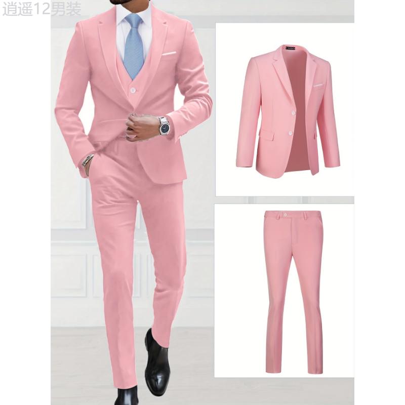 Two-Piece Classic Fit Suit Set for Men - Premium Quality, Comfortable Pants and Jacket - Ideal for Business, Wedding, and Formal Events